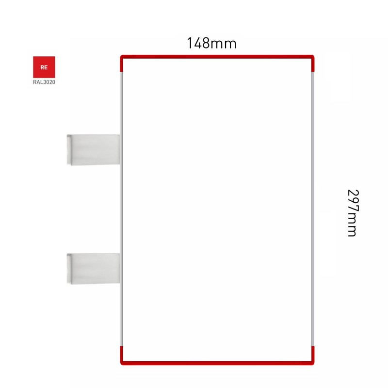 Cartello modulare intercambiabile con sistema a bandiera signcode color flag 297x148 mm HxB RE-rosso-RAL3020