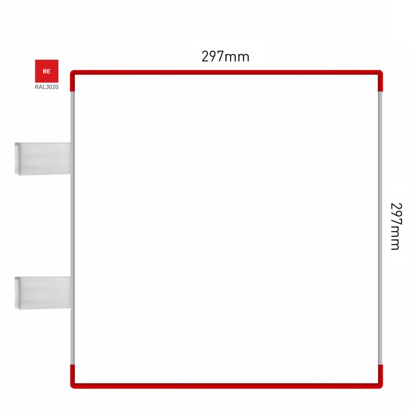Cartello modulare intercambiabile con sistema a bandiera signcode color flag 297x297 mm HxB RE-rosso-RAL3020