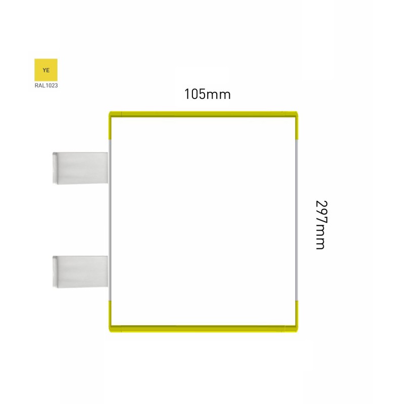 Cartello modulare intercambiabile con sistema a bandiera signcode color flag 297x105 mm HxB YE-giallo-RAL1023