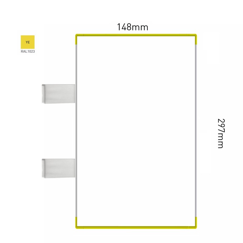 Cartello modulare intercambiabile con sistema a bandiera signcode color flag 297x148 mm HxB YE-giallo-RAL1023