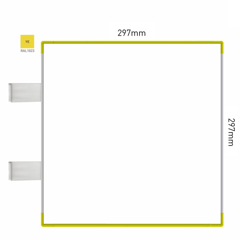 Cartello modulare intercambiabile con sistema a bandiera signcode color flag 297x297 mm HxB YE-giallo-RAL1023