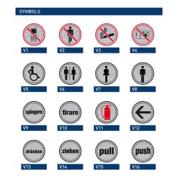 segnaletica adesiva con effetto 3D metal drop ø100