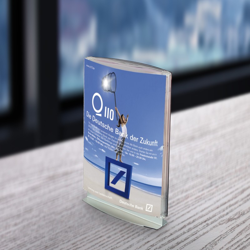Espositore da banco bifacciale con due tasche porta avvisi pixquick pylon