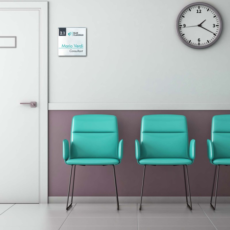 Segnaletica a parete personalizzata in vetro temperato safepix wall personalizzato 150x300 mm HxB