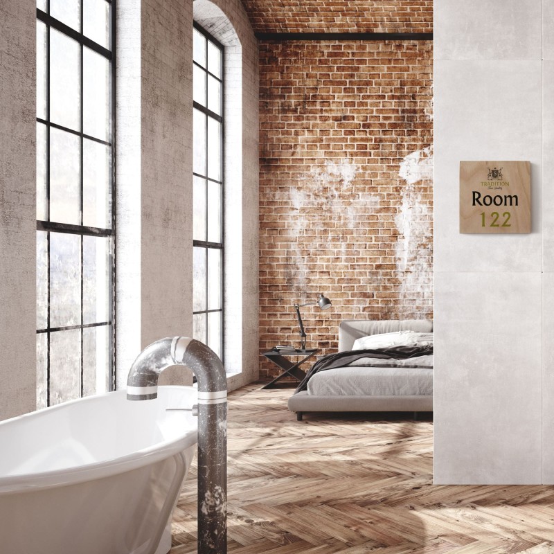 segnaletica in legno da muro, da soffitto e a bandiera Wood Sign Module 210x300 mm HxB