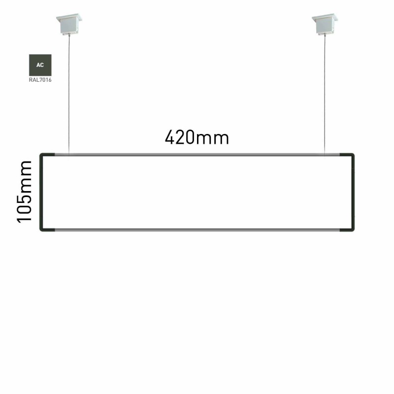 Cartello modulare intercambiabile a sospensione signcode color suspension 105x420 mm HxB AC-antracite-RAL7016 Cartello modulare intercambiabile a sospensione signcode color suspension 105x420 mm HxB AC-antracite-RAL7016