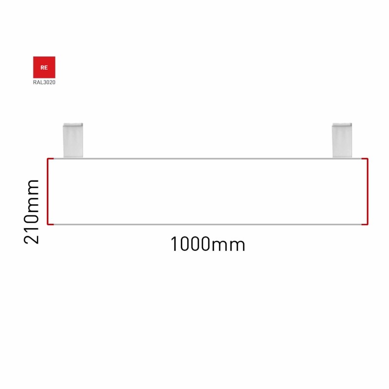 Cartello modulare intercambiabile con sistema a soffitto signcode color ceiling 210x1000 mm HxB RE-rosso-RAL3020