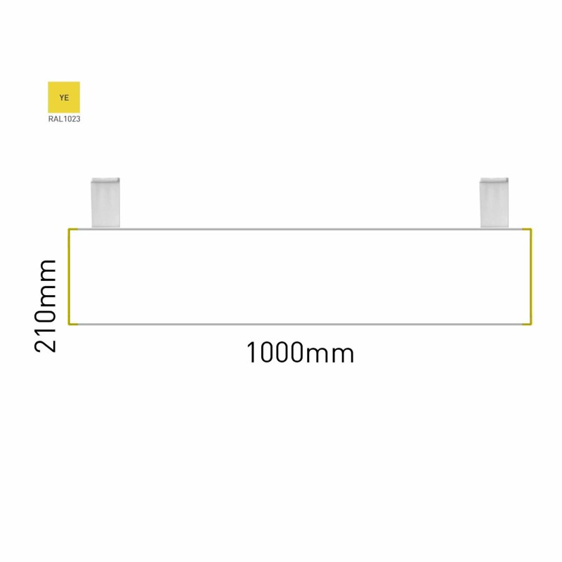 Cartello modulare intercambiabile con sistema a soffitto signcode color ceiling 210x1000 mm HxB YE-giallo-RAL1023