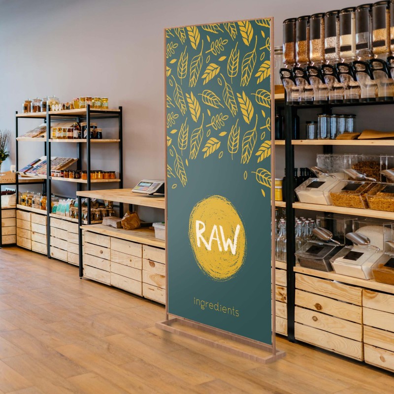 supporto per la stampa da terra in legno di faggio Wood Stand Design 1950x850 mm