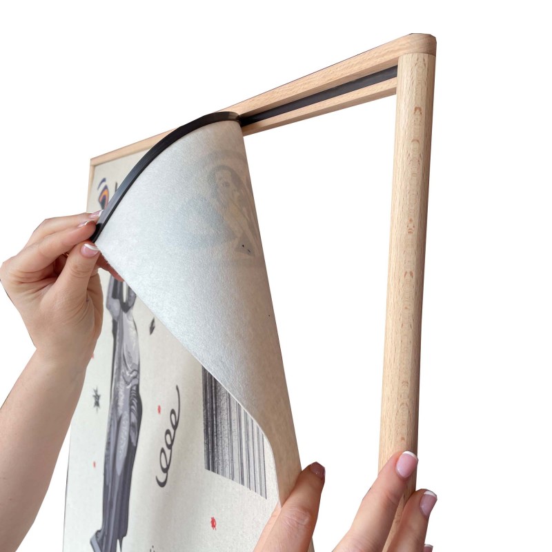 supporto per la stampa da terra in legno di faggio Wood Stand Design 1950x850 mm