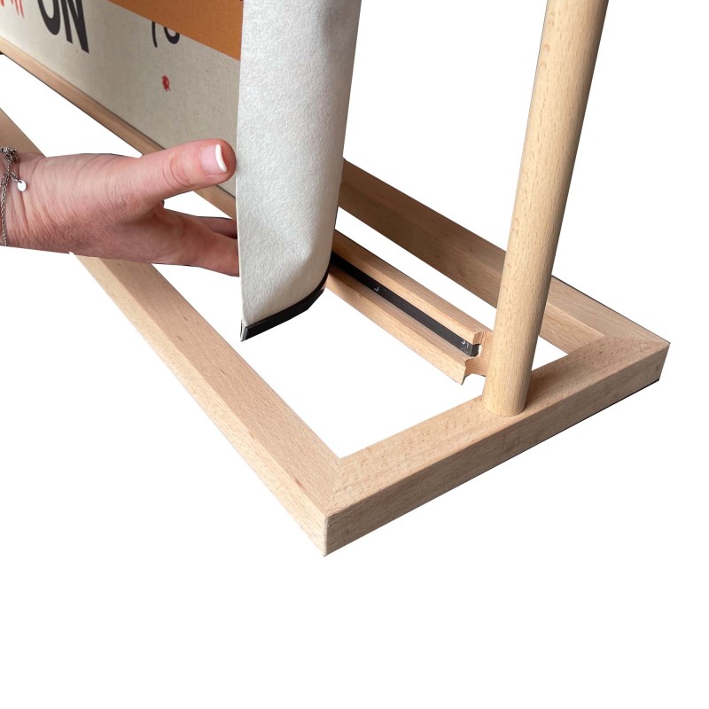 supporto per la stampa da terra in legno di faggio Wood Stand Design 1950x850 mm