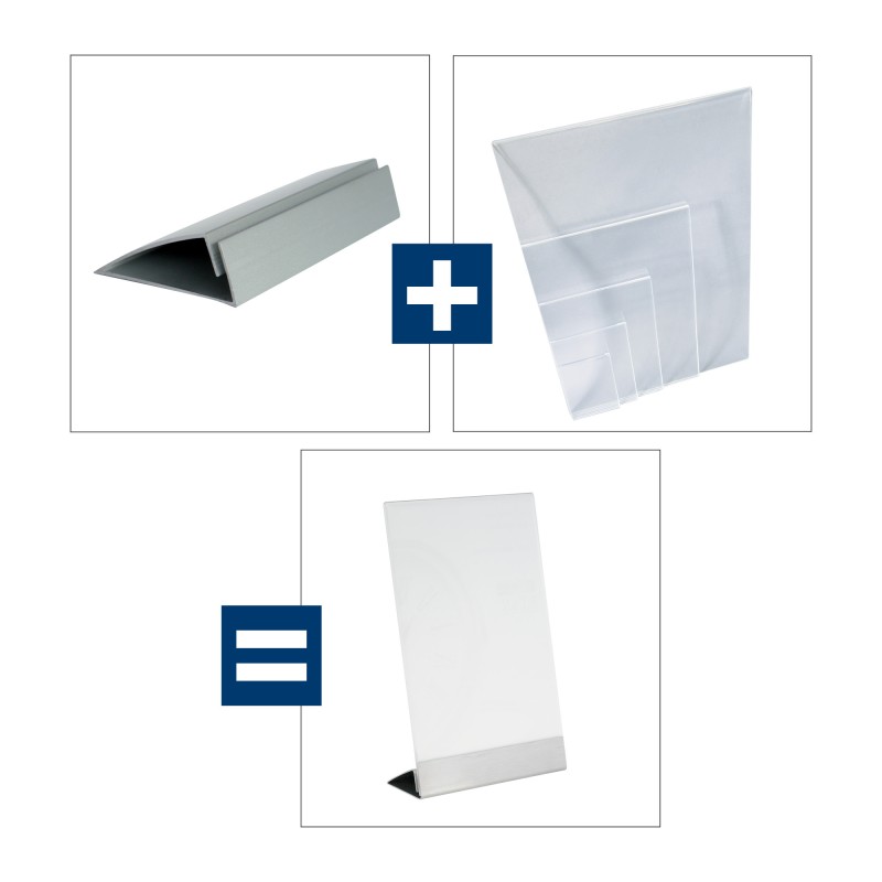 profilo ad incastro per espositore da banco base in alluminio snapin 500 mm