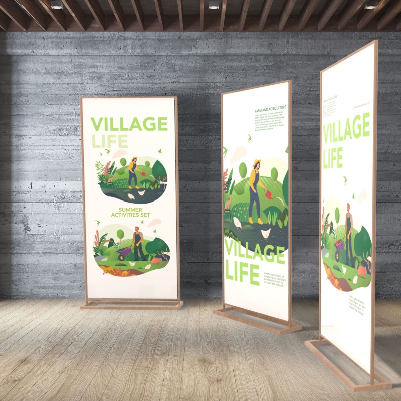 supporto per la stampa da terra in legno di faggio Wood Stand Design 1950x850 mm