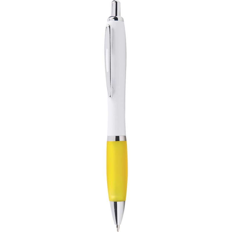 Penna a sfera in plastica e metallo gialla personalizzata B11006G