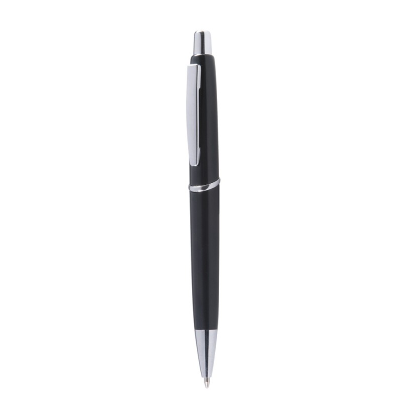 Penna a sfera in plastica e metallo nera personalizzata B11008N