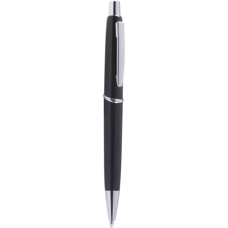 Penna a sfera in plastica e metallo nera personalizzata B11008N