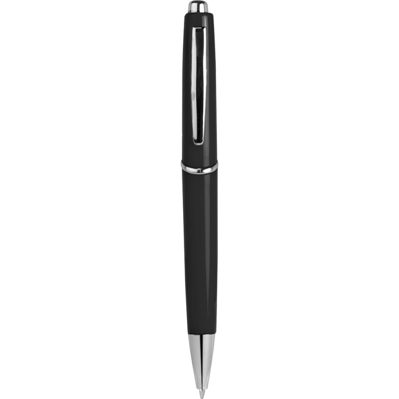 Penna a sfera in plastica e metallo nera personalizzata B11008N