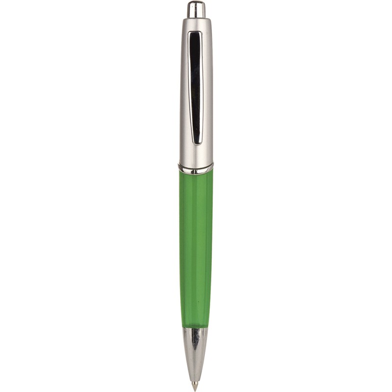 Penna a sfera in plastica e metallo verde personalizzata B11034V