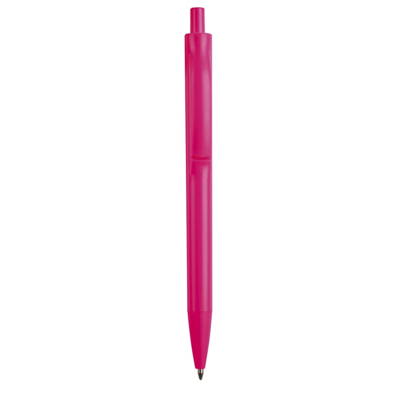 Penna a sfera colori  fluorescenti in plastica fucsia personalizzata B11035FU
