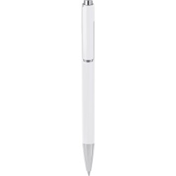 Penna a sfera in plastica bianca personalizzata B11036B