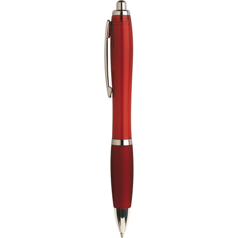 Penna a sfera in plastica e metallo rossa personalizzata B11067R