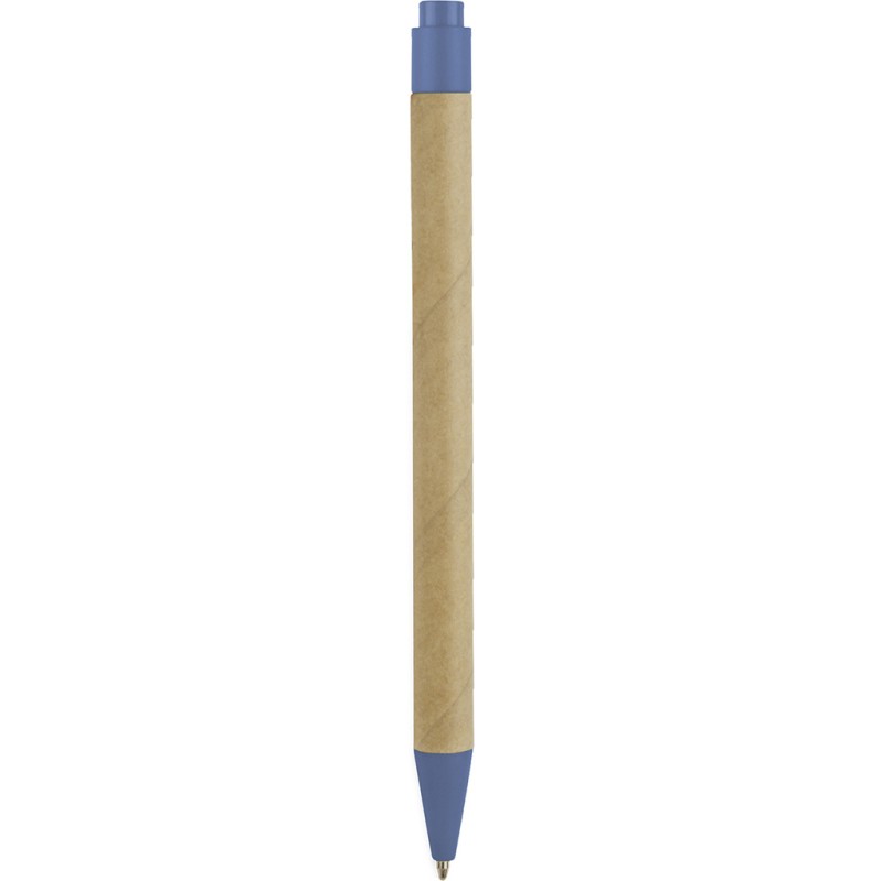 Penna a sfera in plastica biodegradabile e cartone riciclato blu royal personalizzata B11068BL
