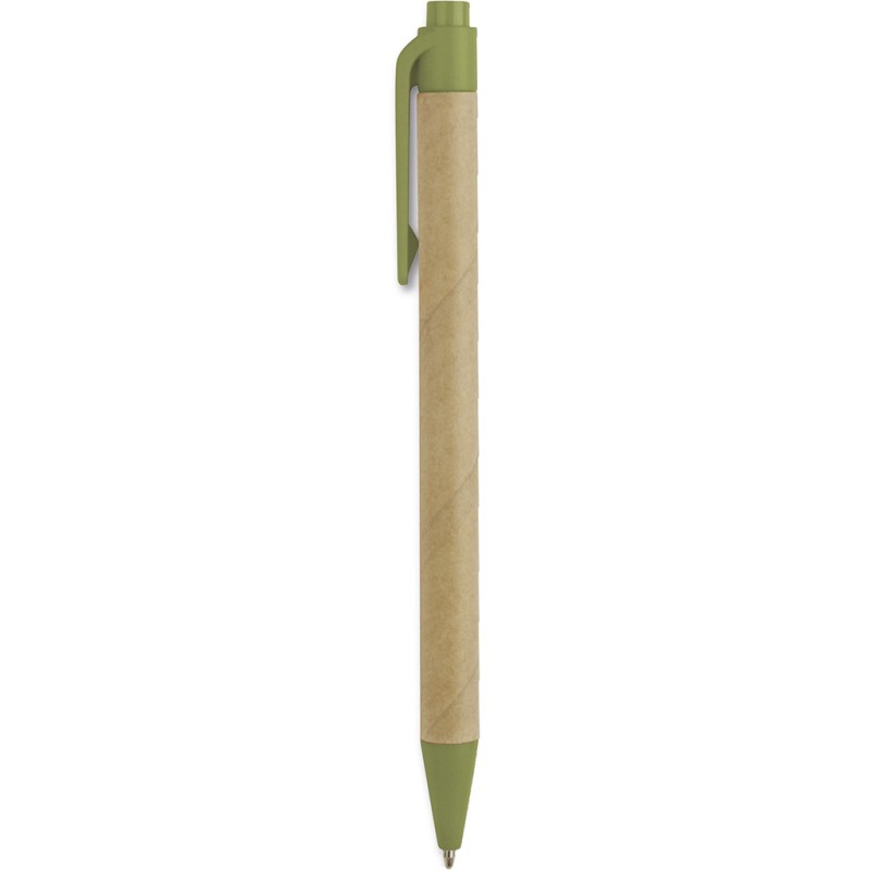 Penna a sfera in plastica biodegradabile e cartone riciclato verde personalizzata B11068V