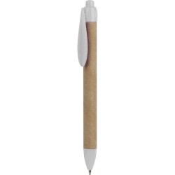 Penna a sfera in plastica e cartone riciclato bianca personalizzata B11070B
