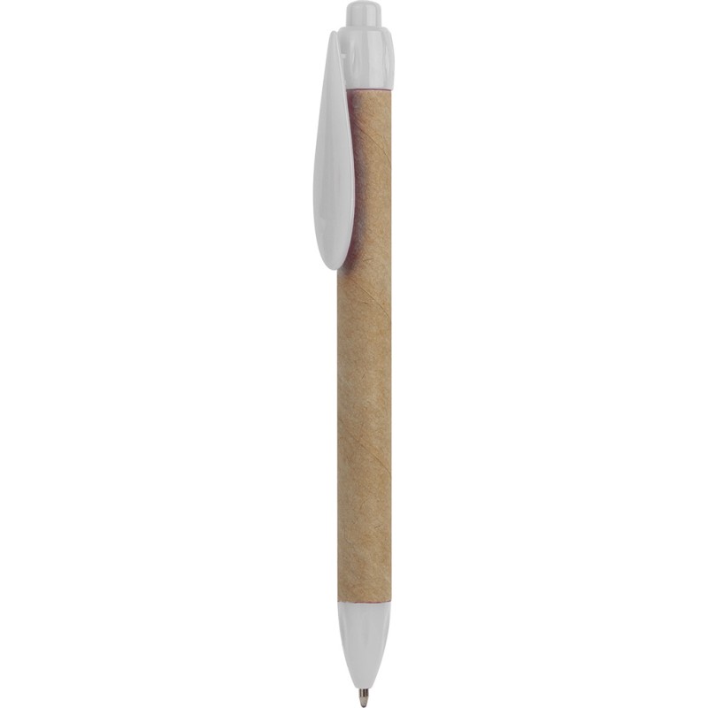 Penna a sfera in plastica e cartone riciclato bianca personalizzata B11070B
