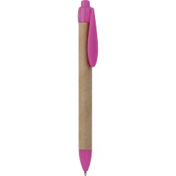 Penna a sfera in plastica e cartone riciclato rosa personalizzata B11070RS