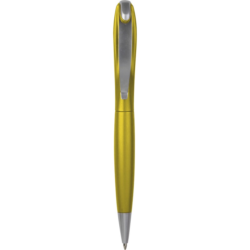 Penna a sfera in plastica e metallo gialla personalizzata B11074G