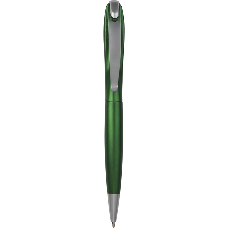 Penna a sfera in plastica e metallo verde personalizzata B11074V