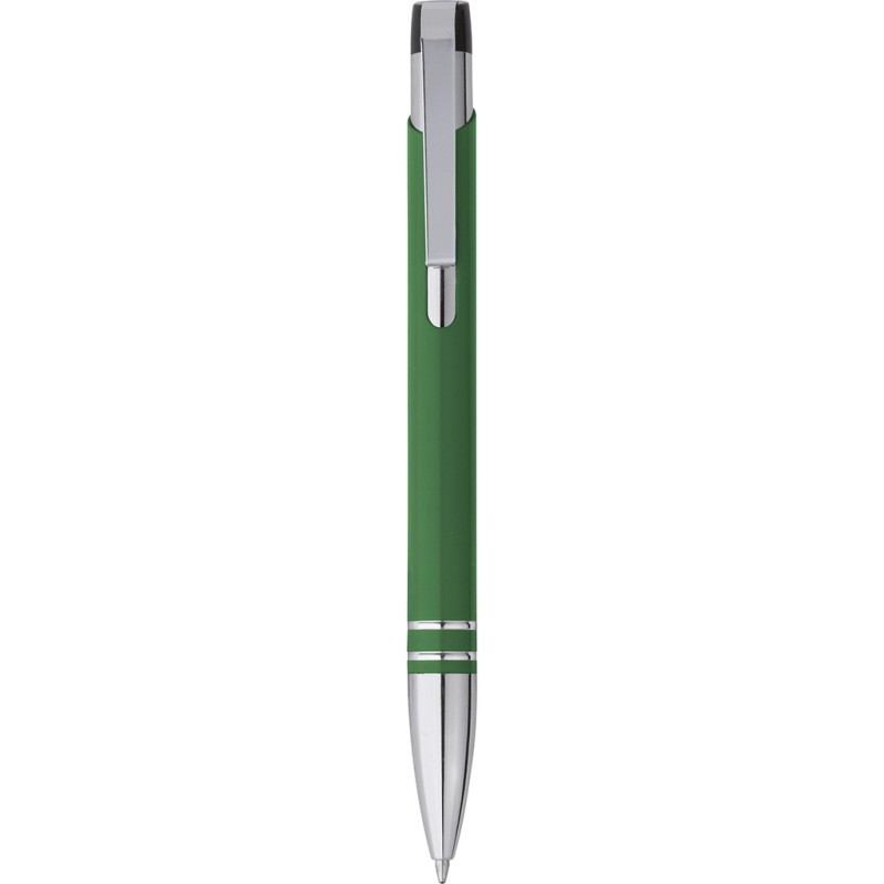 Penna a sfera in metallo e plastica verde personalizzata B11078V