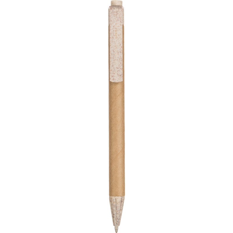 Penna a sfera in cartone riciclato e paglia di grano bianca personalizzata B11104B Penna a sfera in cartone riciclato e paglia di grano bianca personalizzata B11104B