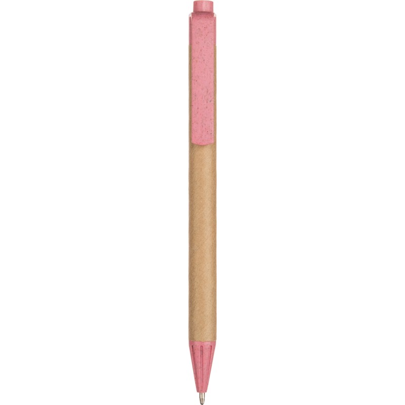 Penna a sfera in cartone riciclato e paglia di grano rosa personalizzata B11104RS Penna a sfera in cartone riciclato e paglia di grano rosa personalizzata B11104RS
