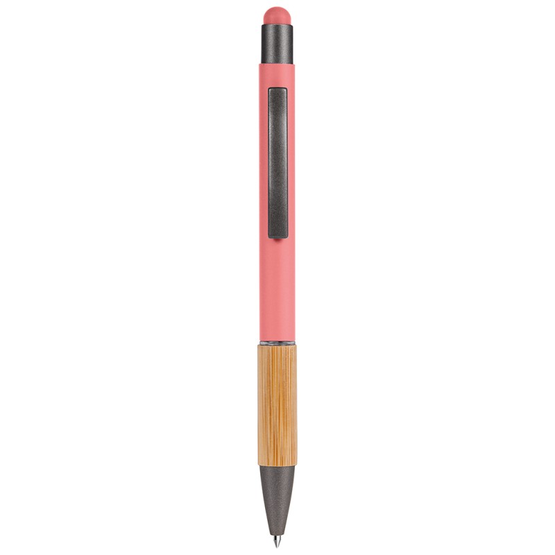 Penna a sfera con touch screen in alluminio rosa personalizzata B11108RS