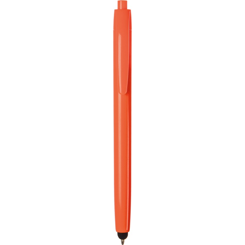 Penna a sfera con touch screen in plastica arancione personalizzata B11119A