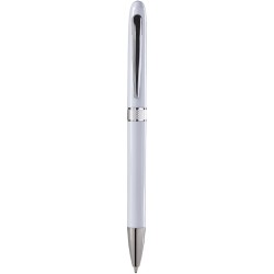 Penna a sfera in plastica e metallo bianca personalizzata B11123B