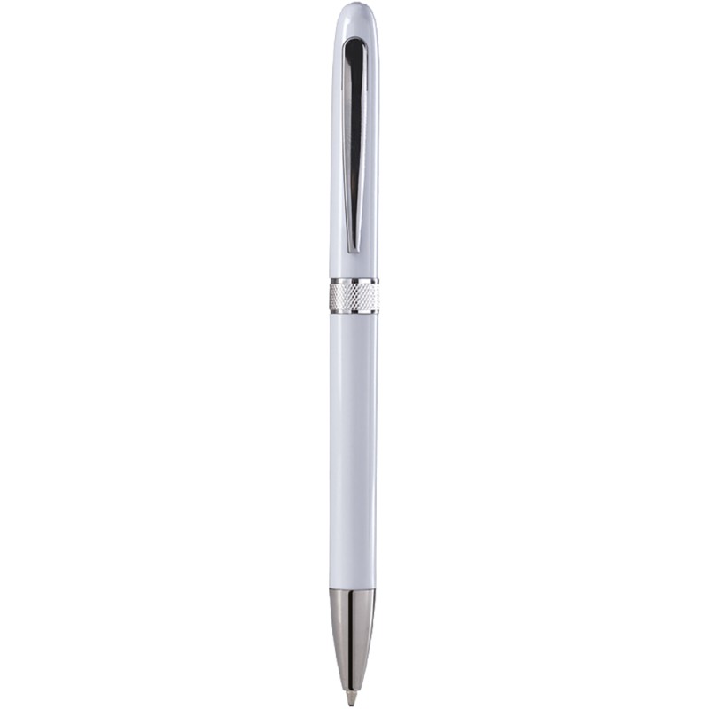 Penna a sfera in plastica e metallo bianca personalizzata B11123B