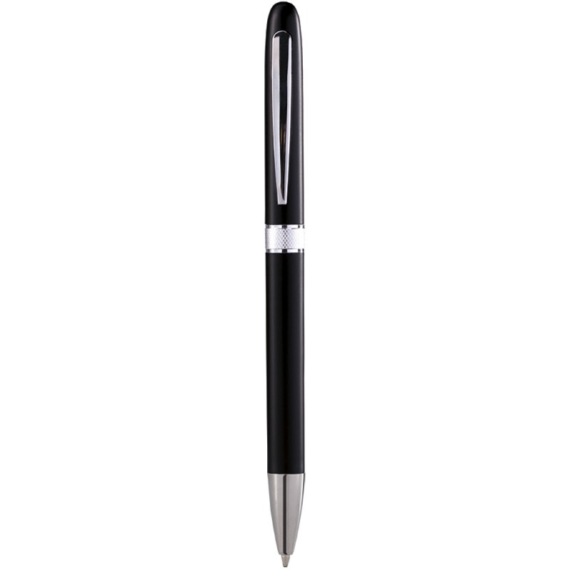 Penna a sfera in plastica e metallo nera personalizzata B11123N