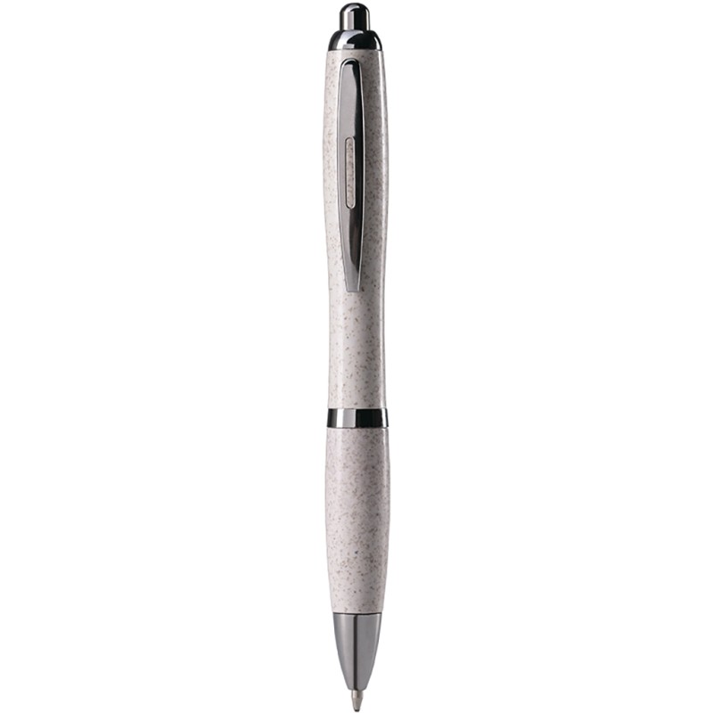 Penna a sfera in paglia di grano bianca personalizzata B11124B