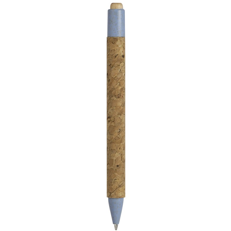Penna a sfera in sughero e paglia di grano blu sky personalizzata B11126SK