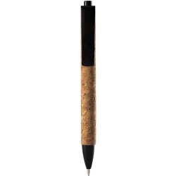 Penna a sfera in sughero e plastica nera personalizzata B11127N