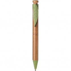 Penna a sfera in bamboo verde acido personalizzata B11129VA Penna a sfera in bamboo verde acido personalizzata B11129VA