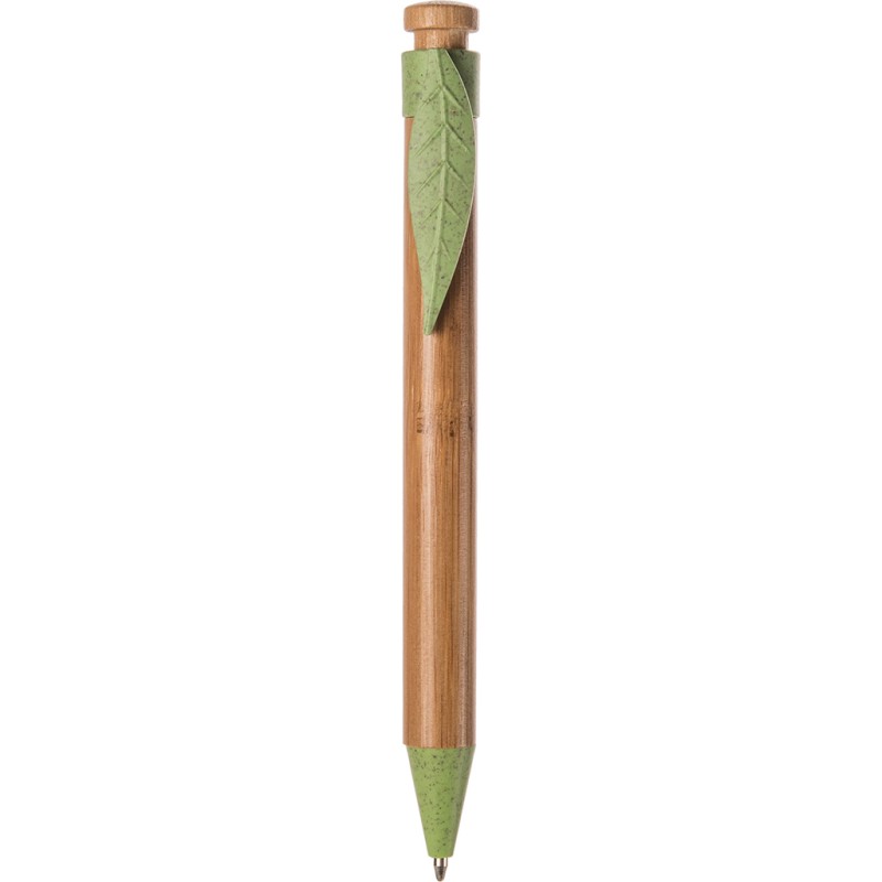 Penna a sfera in bamboo verde acido personalizzata B11129VA