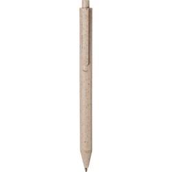 Penna a sfera in paglia di grano bianca personalizzata B11132B