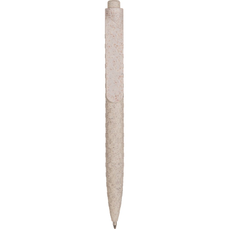 Penna a sfera in paglia di grano bianca personalizzata B11133B