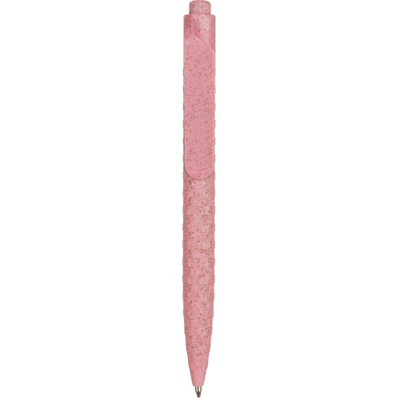 Penna a sfera in paglia di grano rosa personalizzata B11133RS