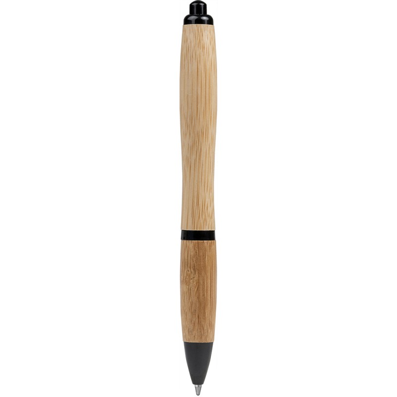 Penna a sfera in bamboo nera personalizzata B11137N
