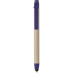 Penna a sfera con touch screen in plastica e cartone riciclato blu royal personalizzata B11142BL
